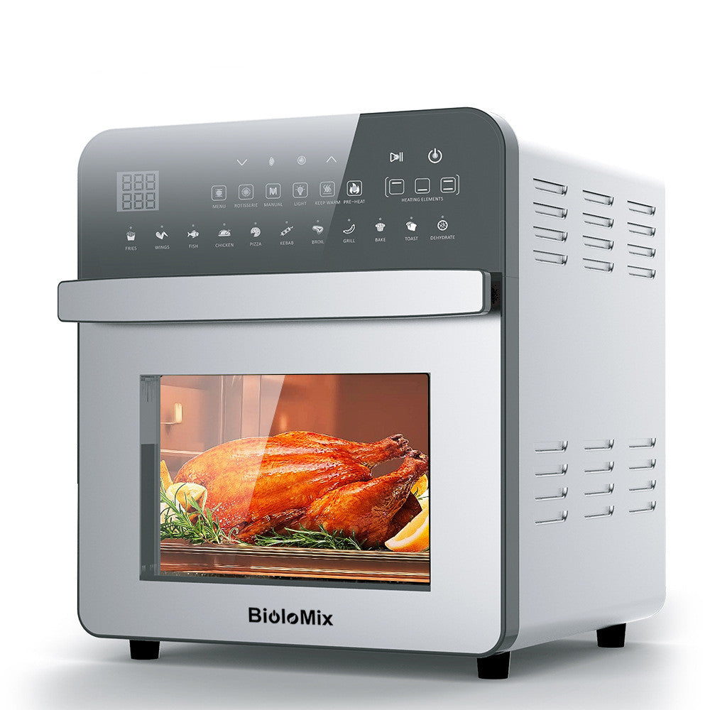 15L Rotisserie Air Fryer Oven | 1700W, 50-220°C, 360° Rotation, Touch Panel, Stainless Steel, EU/UK Plug