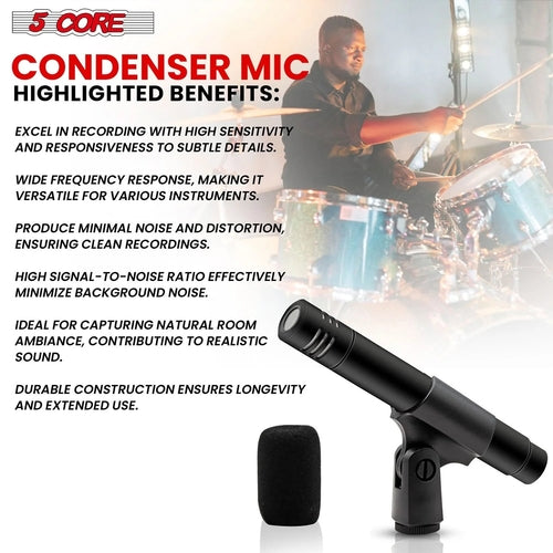 5Core Instrument Microphone Professional XLR Cardioid Pencil Stick - SUNSHINE1504
