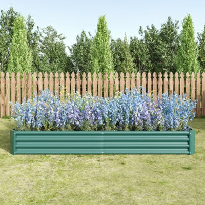 Metal Raised Garden Bed Kit | 7.6'×3.7', 27 cu.ft, Anti-Rust, Open Bottom, 10-Min Assembly, Silver