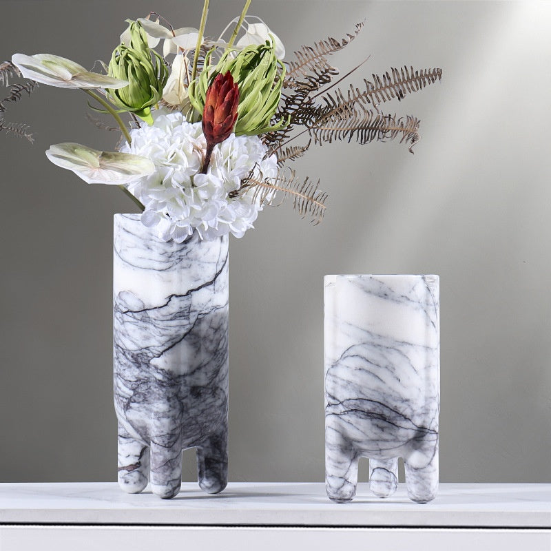 Modern Gypsum Decorative Vase | Plum Blossom, Black Gold & Cave Stone Designs, Tall & Short Styles