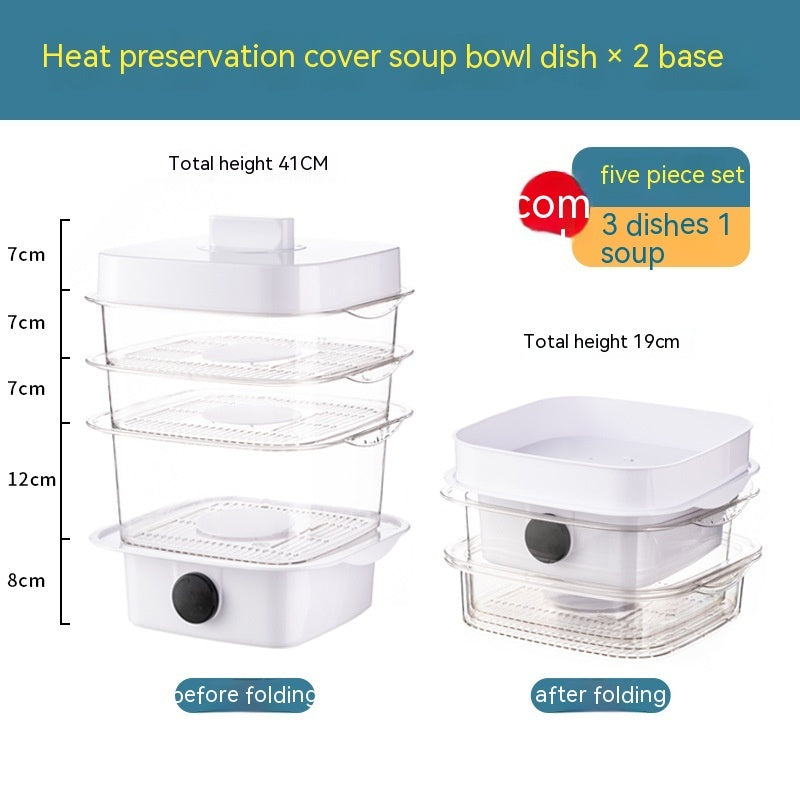 Multi-Layer Stackable Insulated Dish Cover | Temperature Display | Transparent Plastic | 5 Sizes | Green & White | Kitchen Food Cover | Dining Table & Leftover Storage