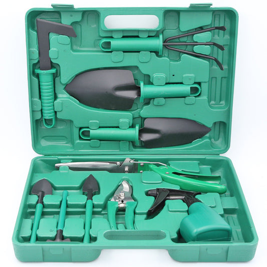Garden Tool Set | Iron Head & Plastic Handle | Single, 5-Piece & 10-Piece Sets | Green & Purple | Trowel, Rake & More | Lightweight & Durable | Home Garden & Planting