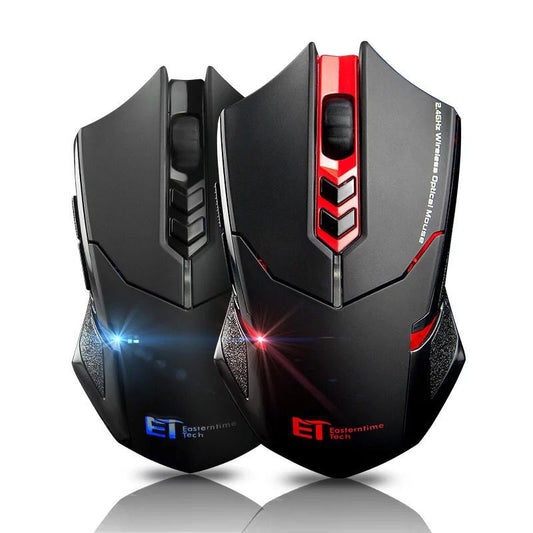 7-Button Silent Wireless Mouse | LED Backlight | 2400 DPI | 2.4GHz | 10m | 8-Min Auto Sleep | Nano USB Receiver | Blue & Red