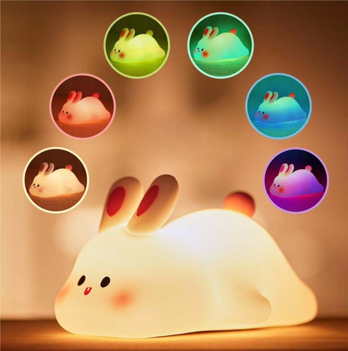 Cute Silicone Animal Night Light for Kids | Touch | 3 Brightness | 30-Min Timer | 1200mAh | Type-C | 6–8hr | 143×109×85mm | Bunny & Duck | Bedroom & Nursery Gift