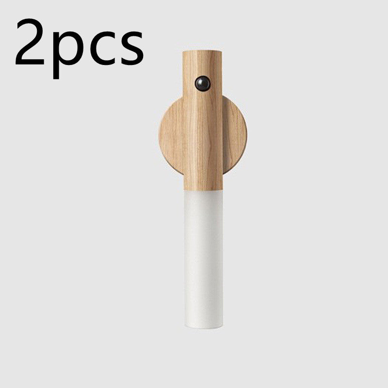 PIR Motion Sensor LED Night Light | Magnetic Wood Base | USB Rechargeable | 4m Detection | Warm White | Ash & Walnut