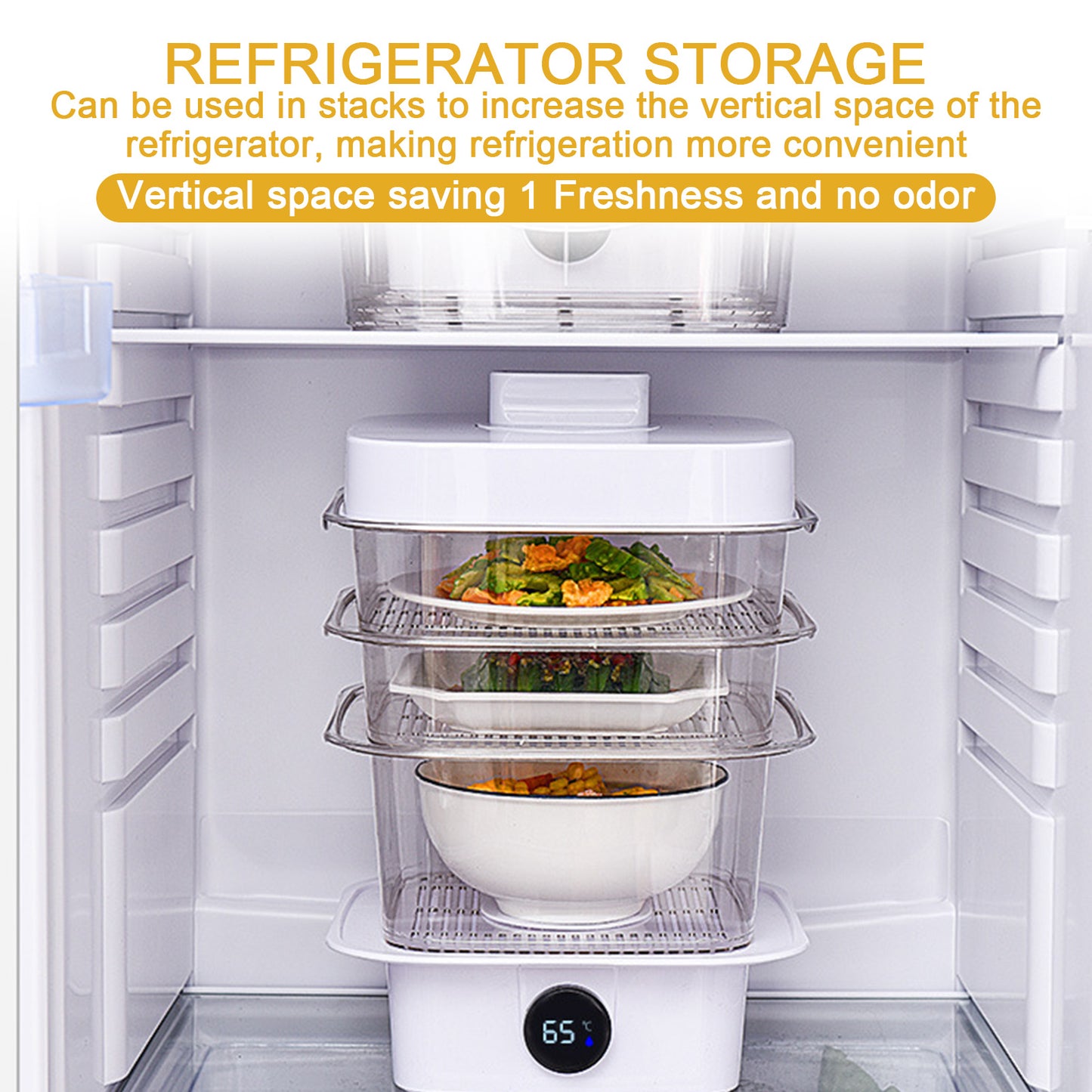 Multi-Layer Stackable Insulated Dish Cover | Temperature Display | Transparent Plastic | 5 Sizes | Green & White | Kitchen Food Cover | Dining Table & Leftover Storage
