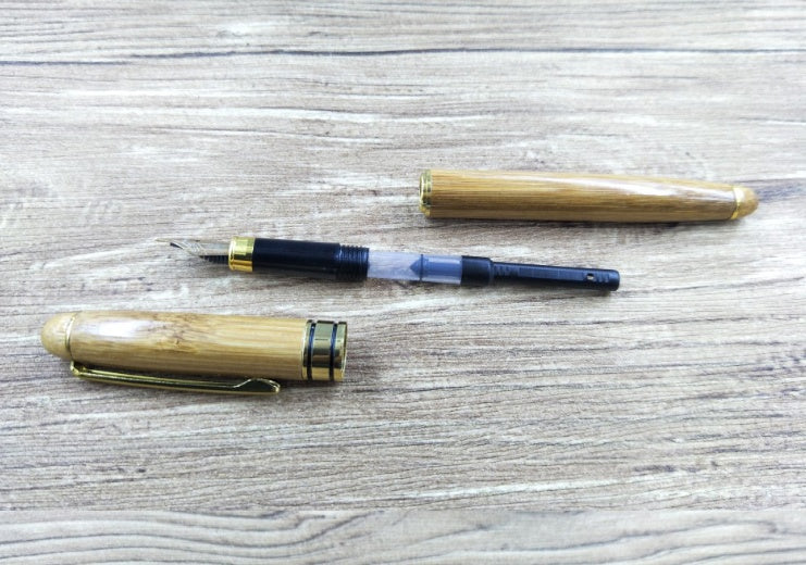Personalised Engraved Bamboo Fountain Pen | Piston Ink | 0.58mm Nib | Bamboo Gift Box | Custom Name Engraving