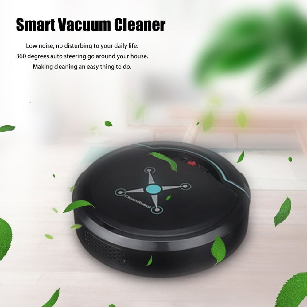 Mini Robot Vacuum Cleaner | USB Rechargeable | Auto Obstacle Detection | ABS | 22.8cm | Black & White | Home Floor Sweeper