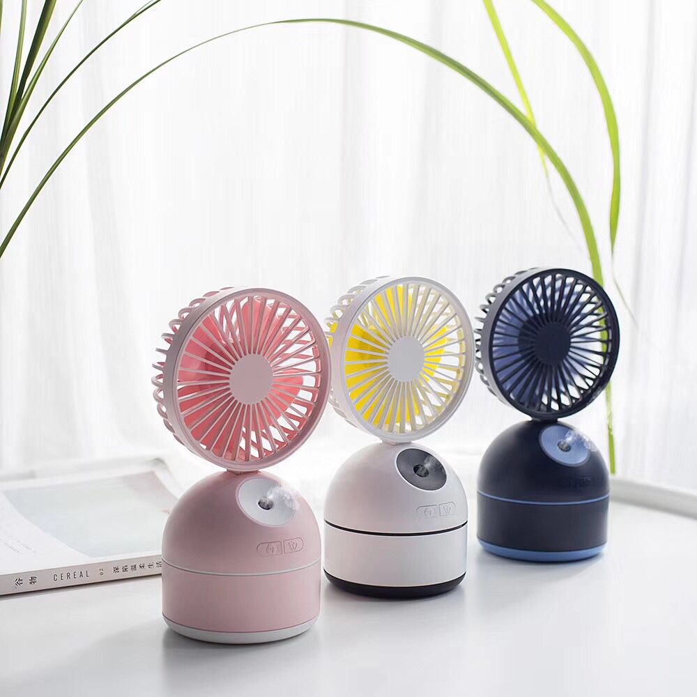 Fan Humidifier | USB Portable Misting Fan | Desktop Air Cooler & Humidifier | Navy Blue, Pink & White