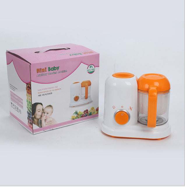 Baby Food Processor Steamer & Blender | 300W Steam | 120W Mix | 190ml | BPA-Free PP | Dishwasher Safe | 23×12.8×20cm | EU & US Plug | Puree, Juice, Milkshake & Ice Crush | Orange