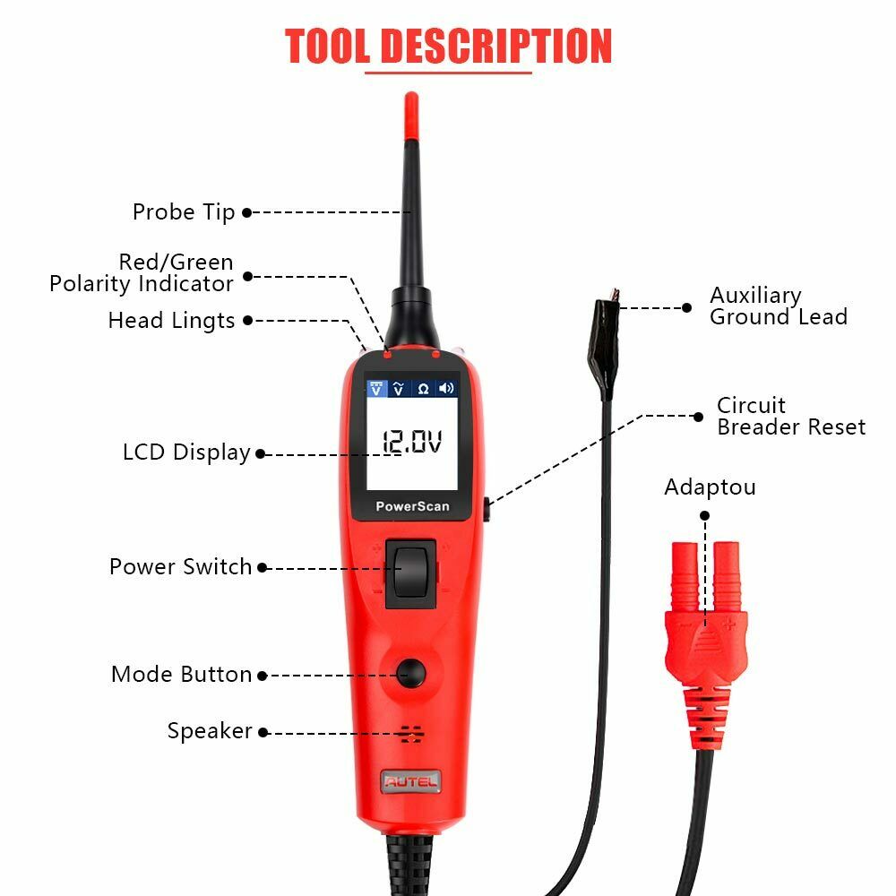 Autel PowerScan PS100 Electrical Diagnostic Tool | AVOmeter, Power Injection, Continuity & Ground Test