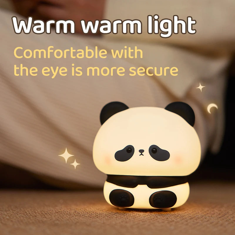 Panda Silicone LED Rechargeable Touch Night Light | 2W | 1200mAh | 6hr Battery | 3-Speed Brightness | USB Charging | 109×99.5×105mm | Colour-Changing | Bedroom, Kids & Gift