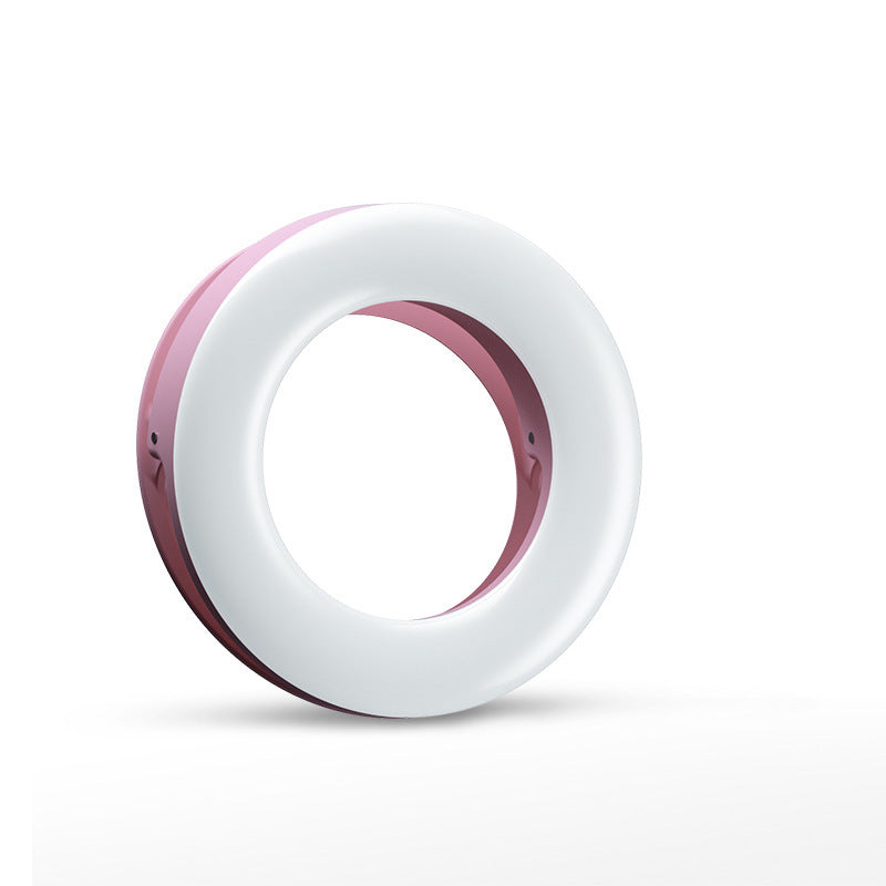 Clip-On LED Selfie Ring Light | 3200K–6500K | 3-Speed Brightness | Micro-USB Rechargeable | 90×90×31mm | CE RoHS FCC | Selfie, Makeup & Live Streaming | Black, Pink & White