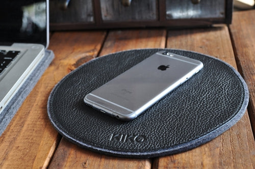 Tech Pad – Leather & Wool Felt Mouse Pad with Heat Burnished Details