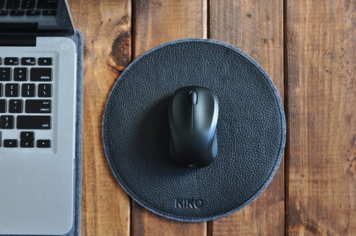 Tech Pad – Leather & Wool Felt Mouse Pad with Heat Burnished Details