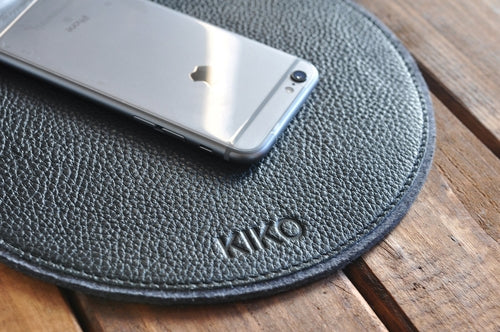 Tech Pad – Leather & Wool Felt Mouse Pad with Heat Burnished Details