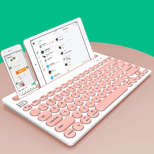 Wireless Bluetooth Keyboard | Slim Full-Size, Multi-Device Compatible | Black & Pink