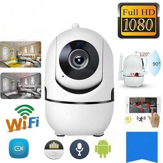 1080P PTZ WiFi Indoor Security Camera | 355° Pan 90° Tilt | Night Vision 30m | Two-Way Audio | Motion Alert | 64GB SD | 2.4GHz | White | AU/EU/UK/US