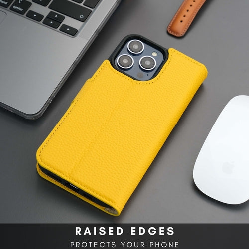 Leather MagSafe Wallet Case for iPhone 16 Pro – Full-Grain with RFID Blocking