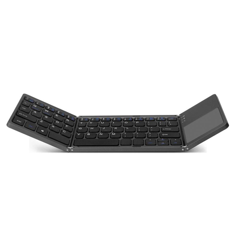Tri-Fold Bluetooth Keyboard with Touchpad | Bluetooth 3.0 | 100hr Battery | Apple, Android & Windows | Black & Silver | English & Spanish