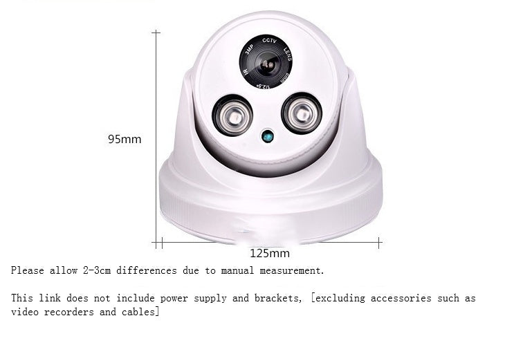 BST-103P Dome CCTV Surveillance Camera | 1200TVL, Night Vision, BNC | Indoor | 2.8mm–8mm Lens