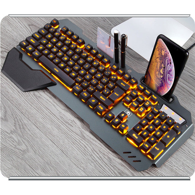 RGB Gaming Keyboard with Phone Holder & Pen Slot | 16 Backlight Modes | Waterproof | USB 2.0 | 0.1ms | Windows & Android | Black & White