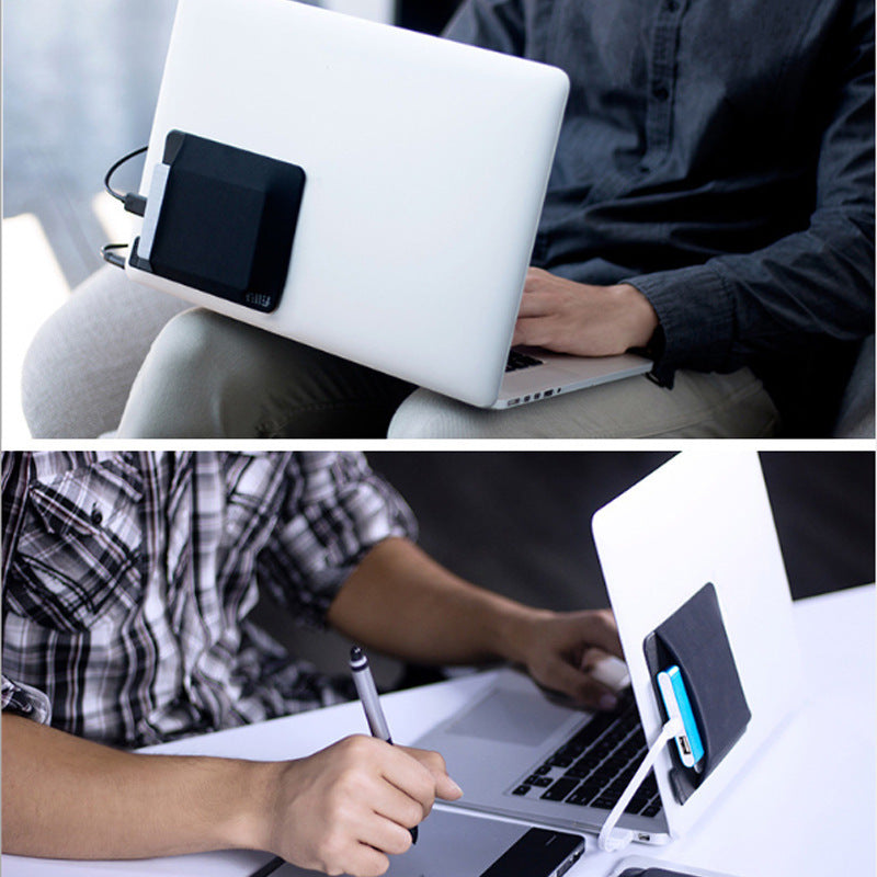 Self-Adhesive Laptop Back Storage Bag | Elastic Lycra | Pen Loop | 15×12cm | Laptop & Tablet | Black