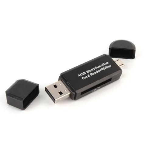 2-in-1 Micro USB OTG SD Card Reader | SD & Micro SD Slots | USB 2.0 | Android OTG | Windows & Mac | Black & White | 1–4 Pack