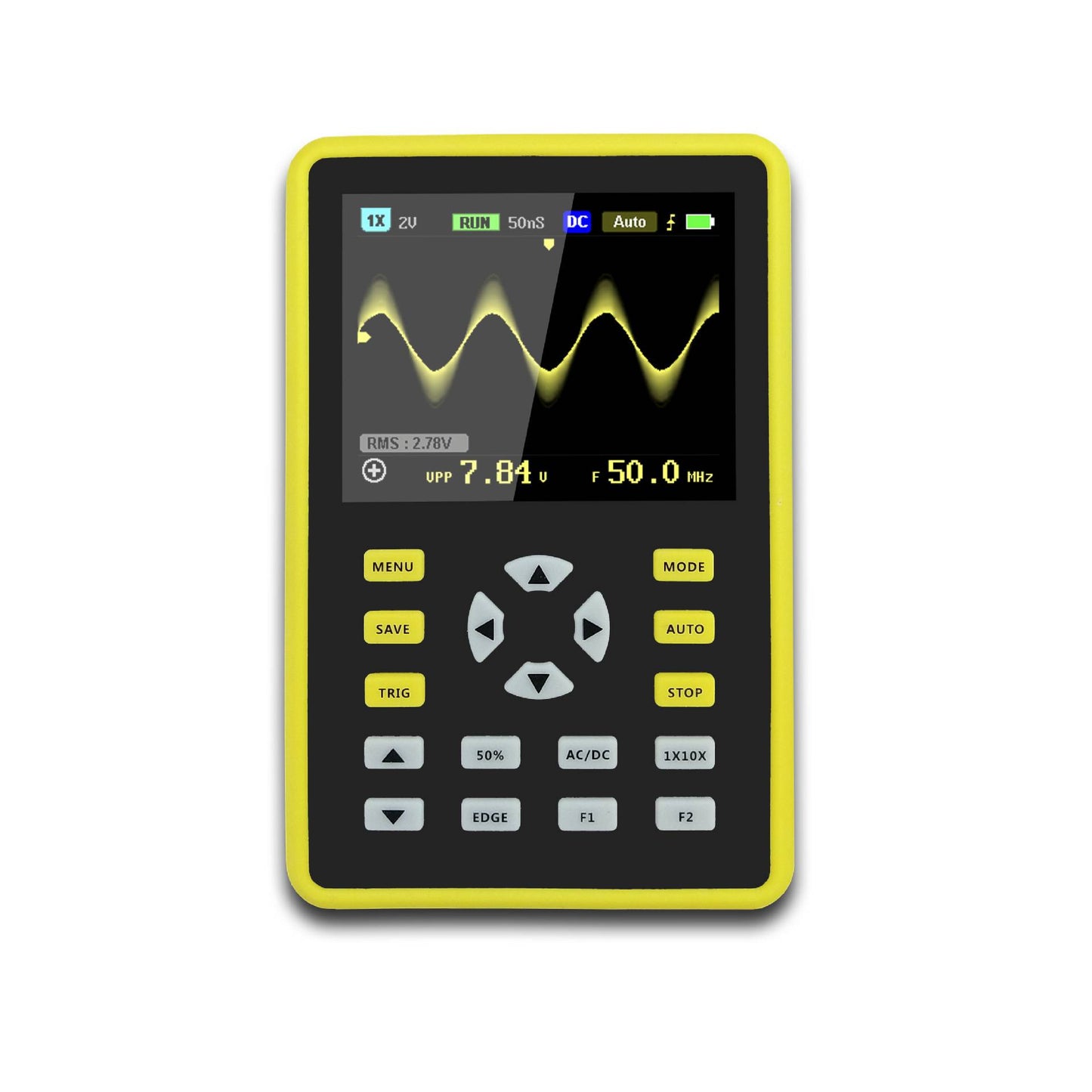 ADS5012H 100MHz Digital Oscilloscope | 500MS/s, 2.4" IPS, 5000mAh Battery, USB, Waveform Storage