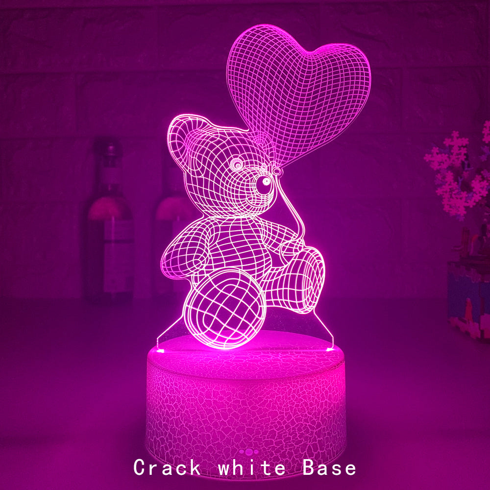 3D Acrylic LED Teddy Bear Night Light | 16 RGB | Remote & Touch | USB & Battery | 85×85×37mm | 100,000hr | Bedroom, Kids & Gift | Christmas, Birthday & Valentine’s