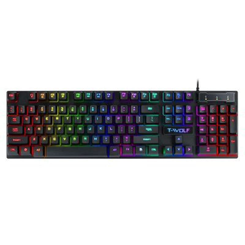 T20 USB Wired Gaming Keyboard | RGB Backlight | Floating Keycaps | Multimedia Shortcuts | 440×130×30mm | ABS | Keyboard Only & Keyboard + Mouse Bundle