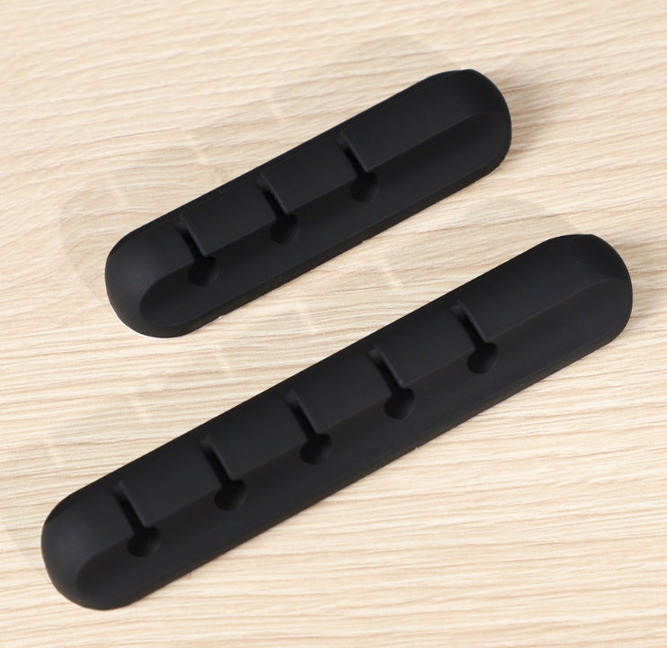 Silicone Desk Cable Management Clips | Self-Adhesive | 3, 5 & 7 Clip Styles | Single, Twin & 6-Pack | USB, Headphone & Desk Wire Organiser | Black