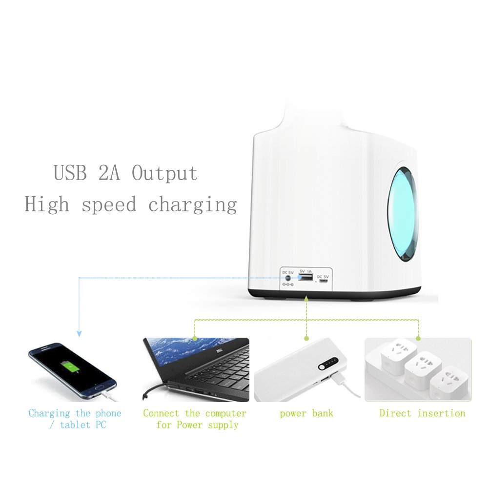 7-in-1 LED Desk Lamp | 8W | USB Charging Port | 256-Colour Base | Clock, Calendar & LCD | Pen Holder | Gooseneck | 3-Level Dimming | White