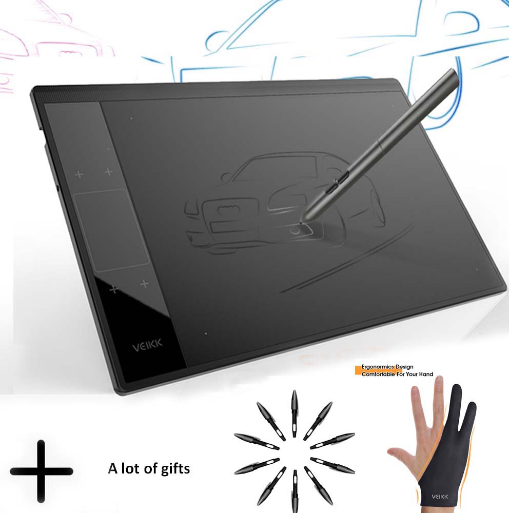 VEIKK A30 Graphics Drawing Tablet | 10×6" Active Area | 8192 Pressure Levels | Battery-Free Pen | Mac & Windows