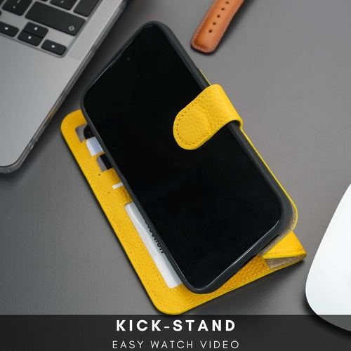 Leather MagSafe Wallet Case for iPhone 16 Pro – Full-Grain with RFID Blocking