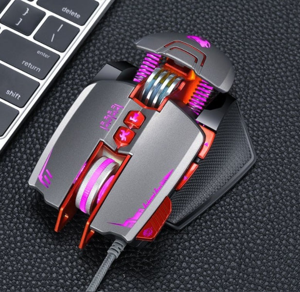 Thunder Wolf V9 Wired Gaming Mouse | 6 Buttons | 2500 DPI | Touch Scroll Wheel | Ergonomic | USB 1.5m | Black & Grey