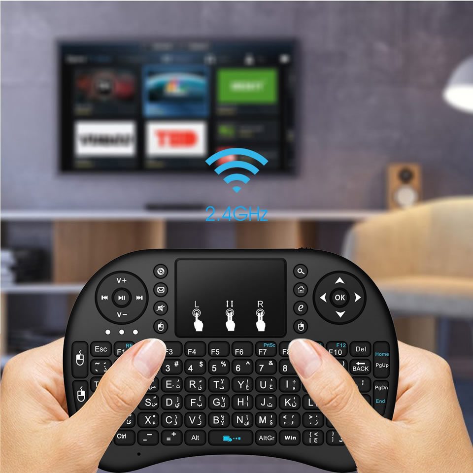 2.4G Wireless Mini Keyboard with Touchpad | 92-Key QWERTY | 15m Range | Smart TV Android Box PC | Black
