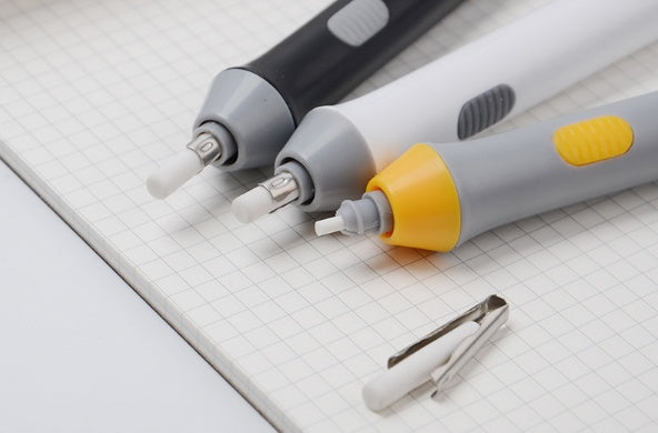 Electric Eraser Pen | Battery-Operated | Artists, Students & Office | Black & Gray | Replacement Cores Available