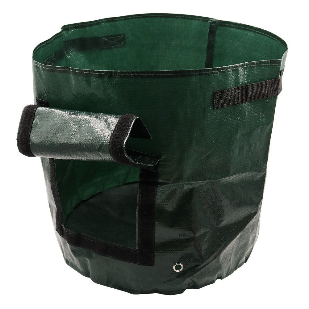 PE Garden Grow Bag | Breathable | Drainage Holes | Side Harvest Window | Double Handles | Reusable & Foldable | White/Green & Black | 5 Sizes | Balcony, Garden & Outdoor Planting