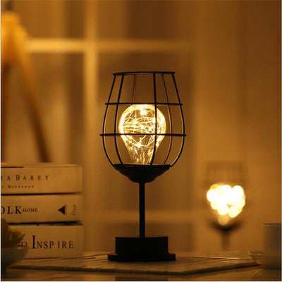 Wrought Iron Wine-Shaped Decorative Table Lamp | Copper Wire LED | Battery Powered | IP43 | 7 Styles | Home, Hotel & Restaurant