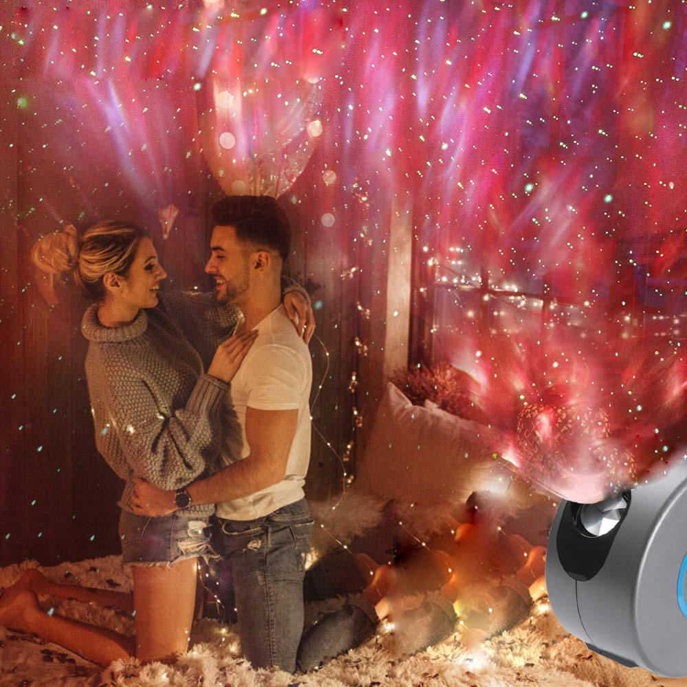Galaxy Star Projector with Remote Control | 7-Colour | 5W LED | Laser | 20–30m Remote | AU, EU, UK, US & USB | Grey & White | Bedroom & Party Decor