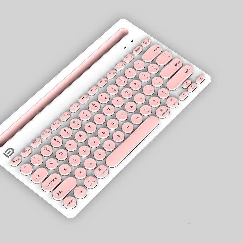Wireless Bluetooth Keyboard | Slim Full-Size, Multi-Device Compatible | Black & Pink