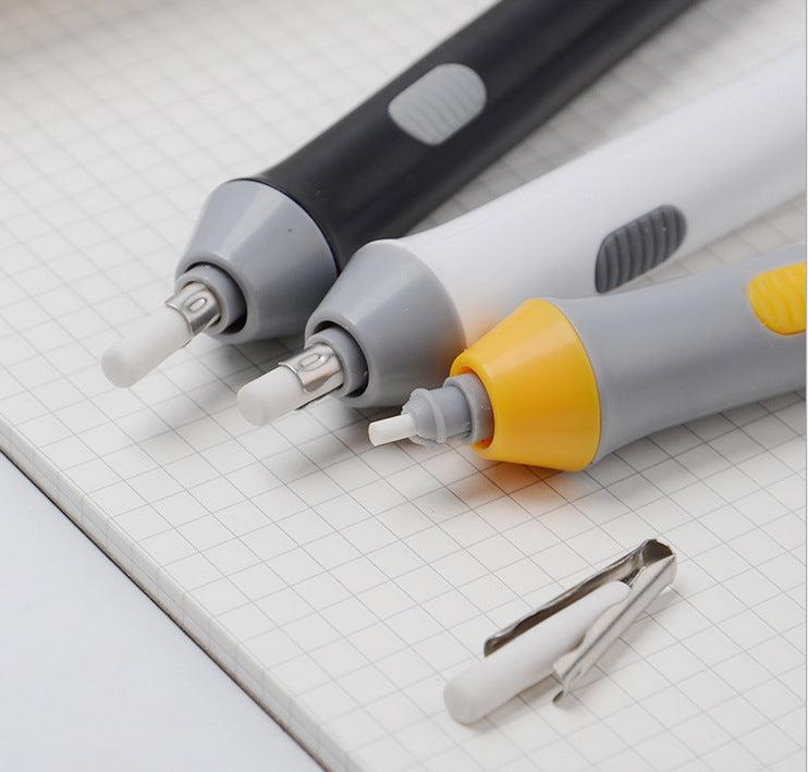 Electric Eraser Pen | Battery-Operated | Artists, Students & Office | Black & Gray | Replacement Cores Available