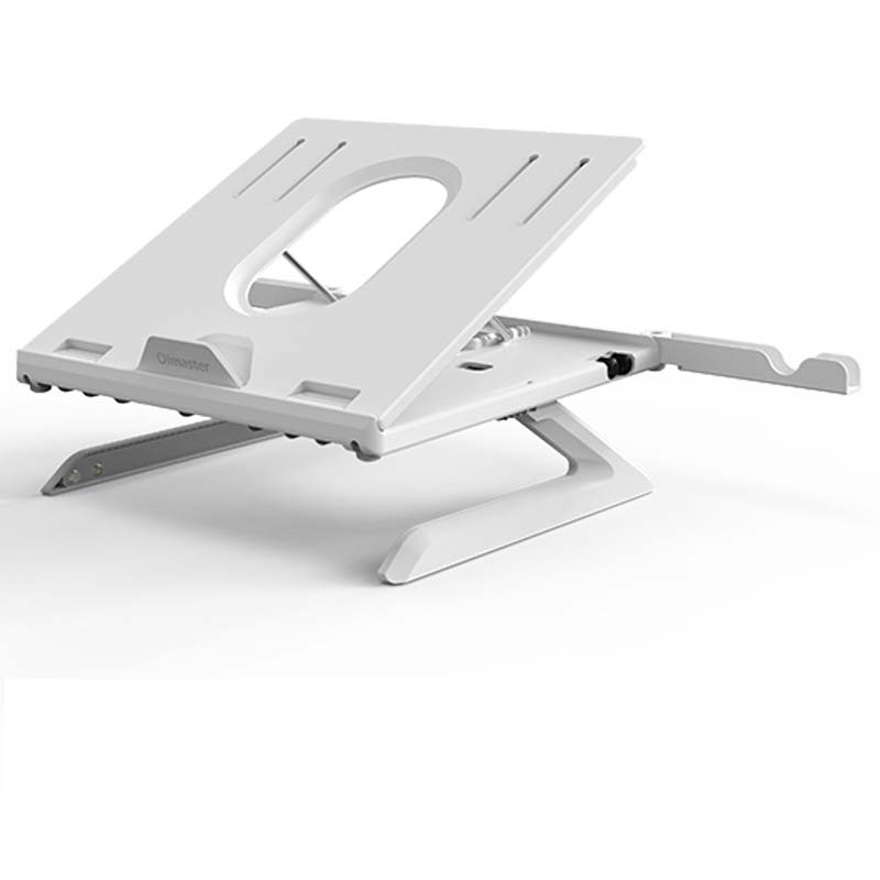 3-in-1 Aluminium Laptop Stand | 9-Level Angle | Dual Phone Holders | Keyboard Storage | Cooling Vent | 10–15.6” | 10kg Load | Black & White