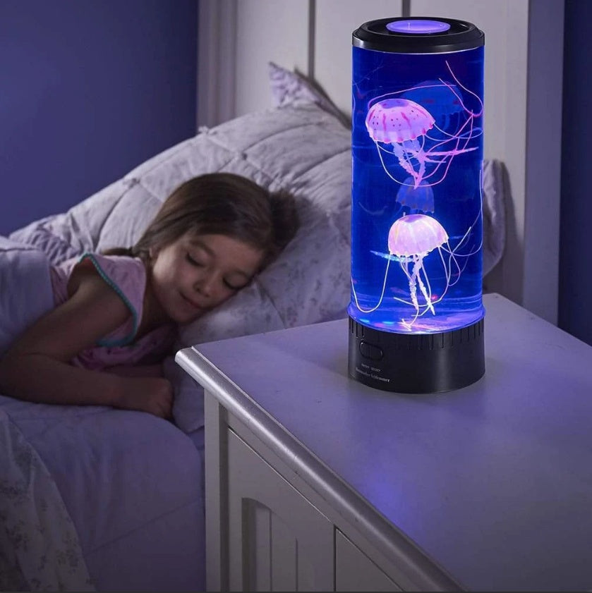 LED Volcanic Eruption Jellyfish Aquarium Lamp | USB & Battery | Colour-Changing LED | 105×105×280mm | Floating Volcanic Beads | Bedroom, Office & Living Room Night Light