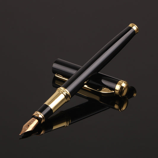 0.5mm Metal Fountain Pen | Replaceable Ink | Yijin Nib | Business, Office & Student Writing | Black & Red | Single & Set