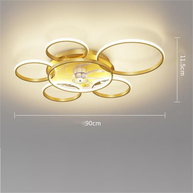Nordic PC Blade Acrylic Flush Mount LED Ceiling Fan | Stepless Dimming, 2 Models, Black/White & Gold, 110-240V
