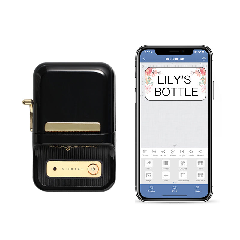 B21 Bluetooth Thermal Label Printer | 203DPI, Android & iOS | Text, Barcode & QR Code | Black, Green & Red