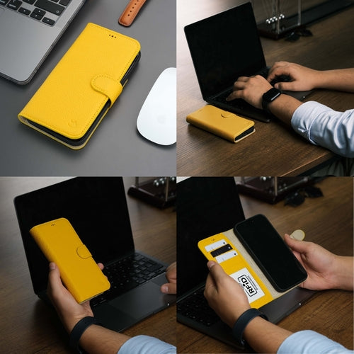 Leather MagSafe Wallet Case for iPhone 16 Pro – Full-Grain with RFID Blocking
