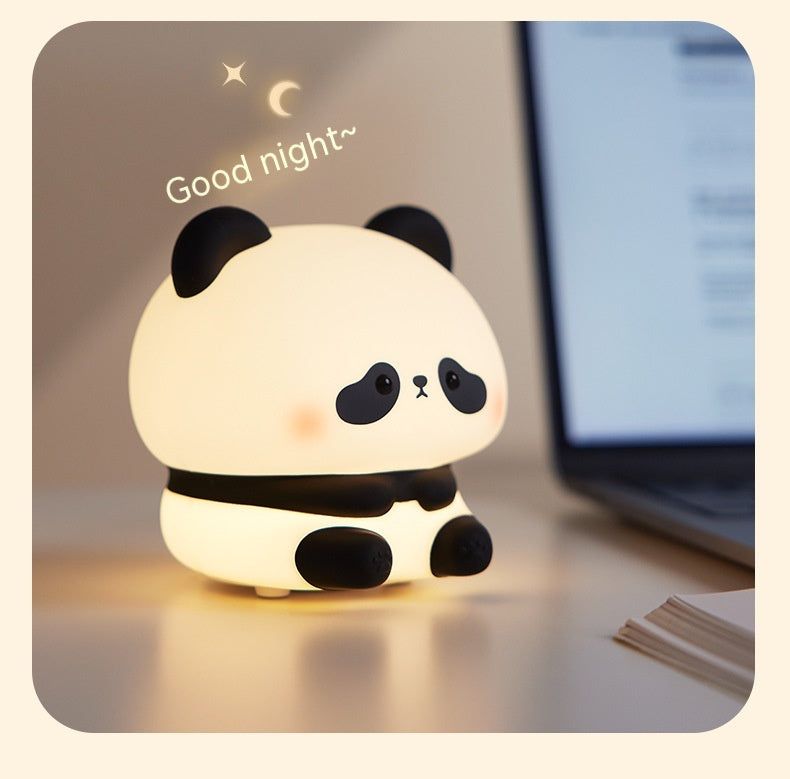 Panda Silicone LED Rechargeable Touch Night Light | 2W | 1200mAh | 6hr Battery | 3-Speed Brightness | USB Charging | 109×99.5×105mm | Colour-Changing | Bedroom, Kids & Gift